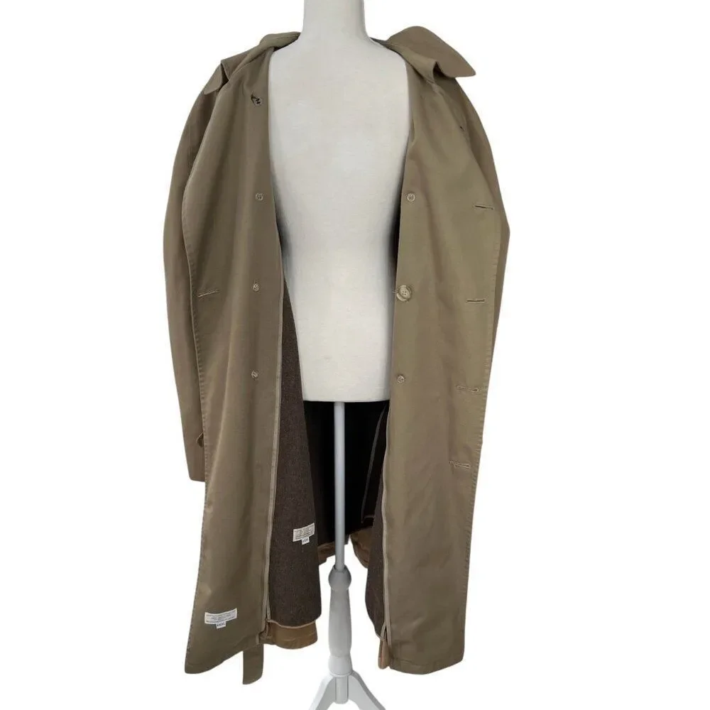 Vintage 90's Men's Christian Dior Wool Lined Double Breasted Belted Trench Coat